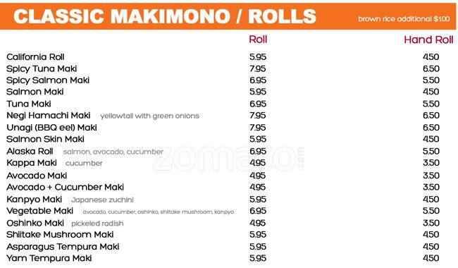 Issmi Japanese Restaurant menu