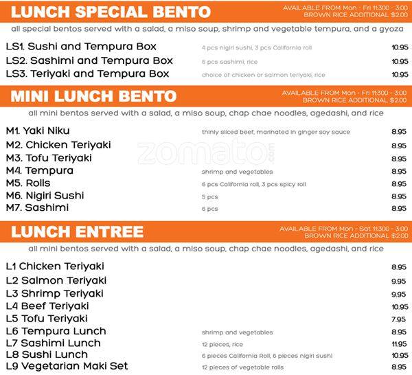 Issmi Japanese Restaurant menu