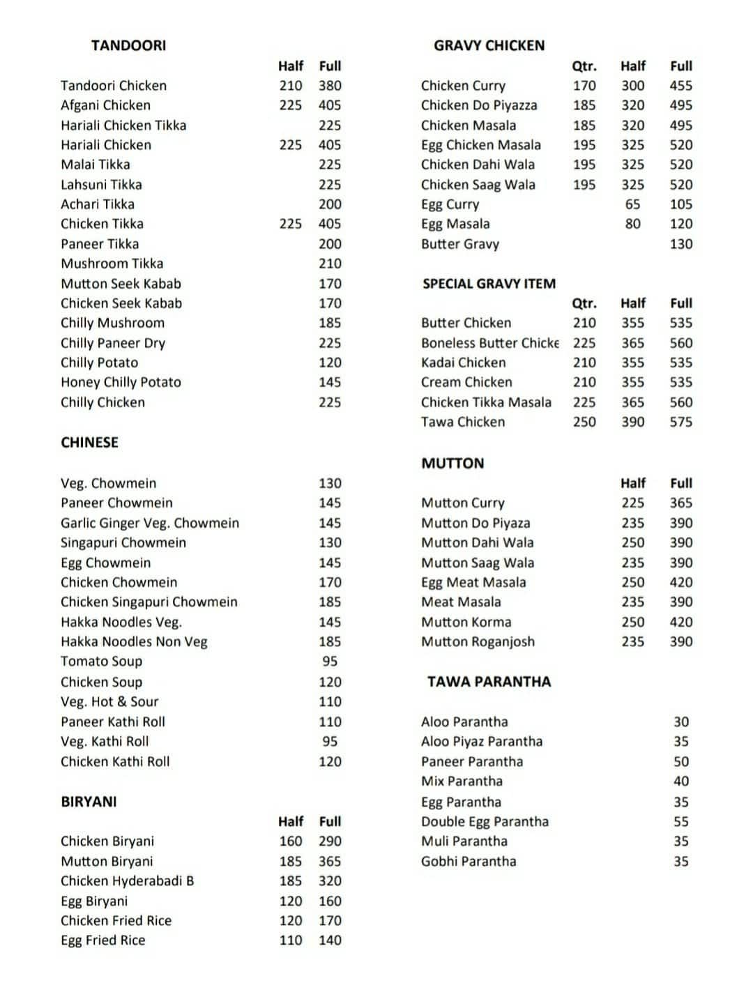 Mohit Restaurant menu