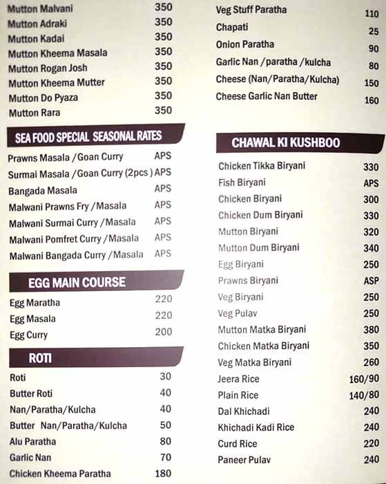 Menu at Olivia, Pune, 68 Karve Road