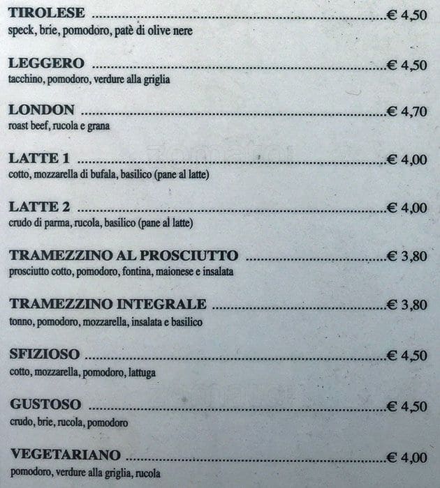 Menu di Subway Bar 