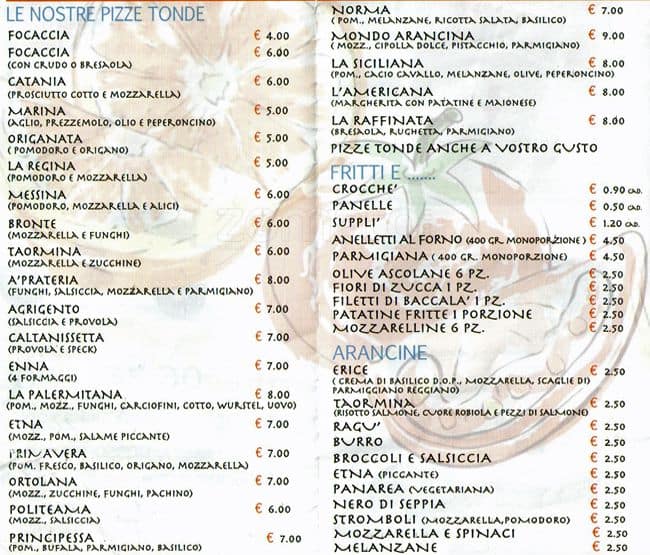 Menu di Mondo Arancina 