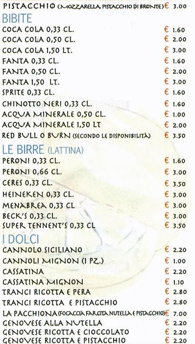 Menu di Mondo Arancina 