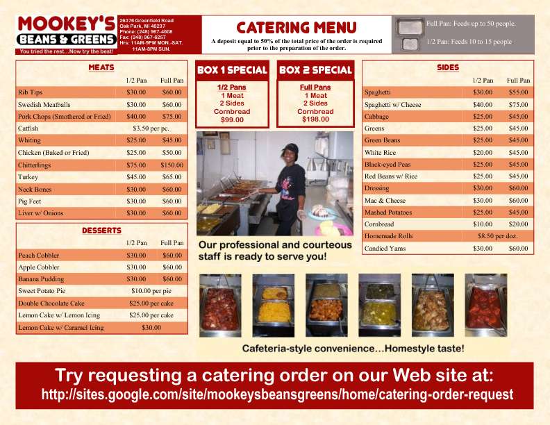 Mookey S Beans Greens Menu Menu For Mookey S Beans Greens Oak Park Detroit