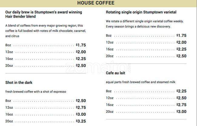 First Cup Coffee House меню
