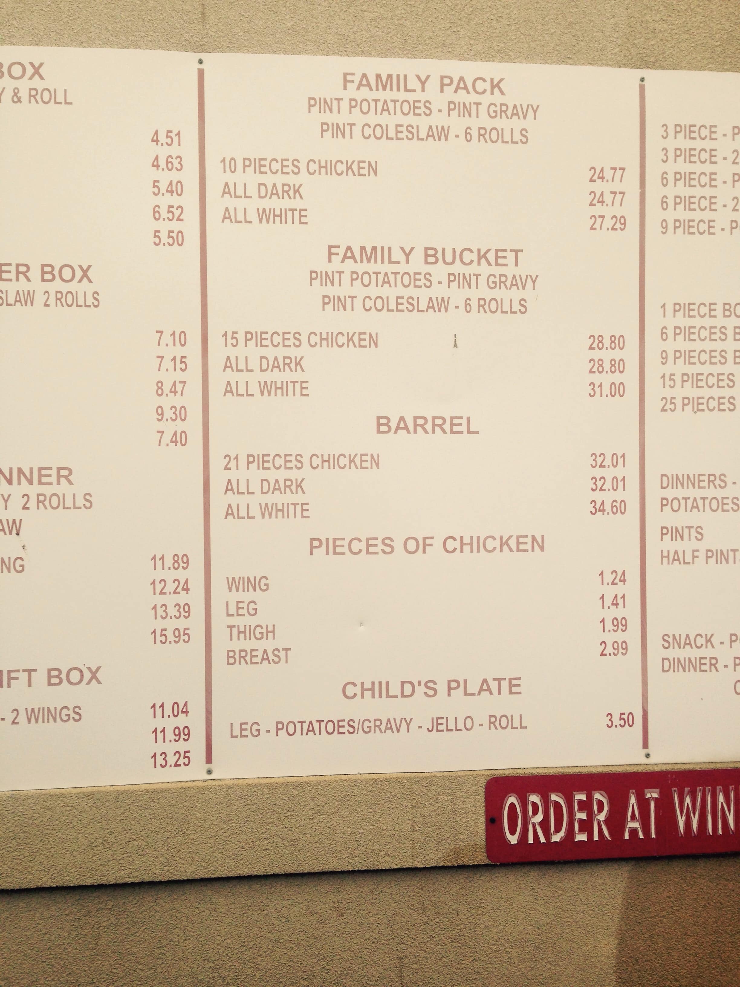 Larry's Fried Chicken Menu Urbanspoon/Zomato