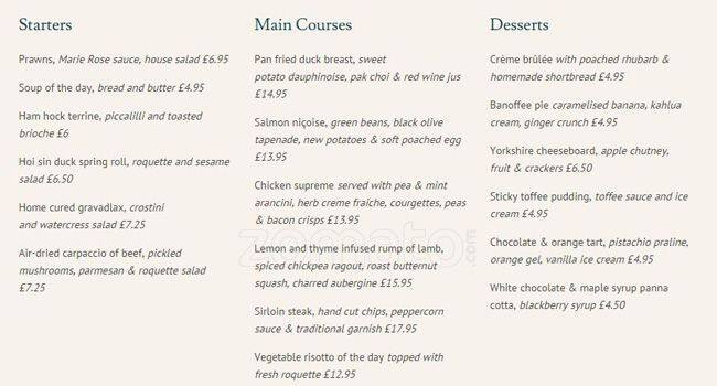 The Beauchief Menu, Menu for The Beauchief, Sheffield, Yorkshire ...