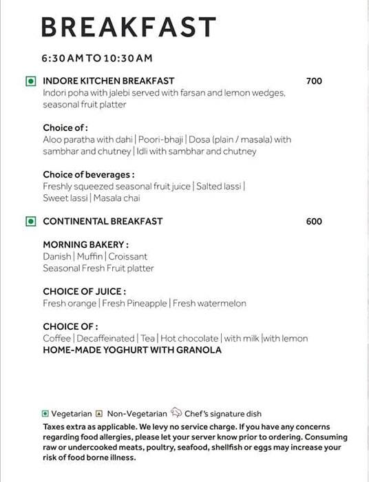 shivalaya hotel indore menu card