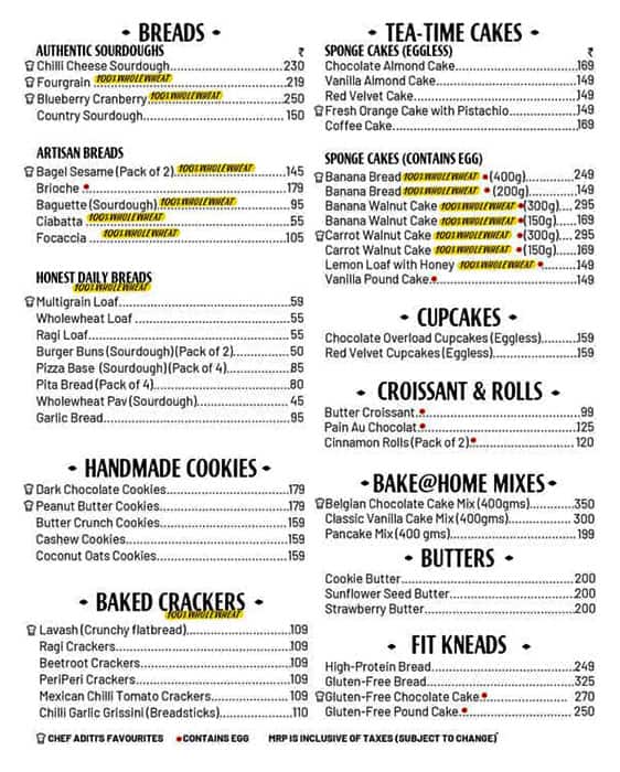 Menu at The Baker's Dozen, New Delhi, No.125 G/F F/P