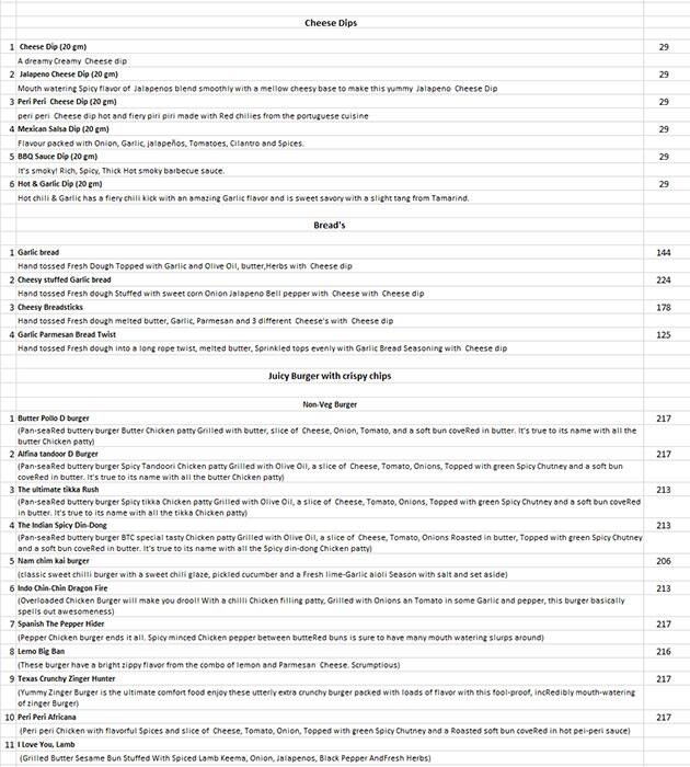 Midnight Rascals Pizza - MRP menu