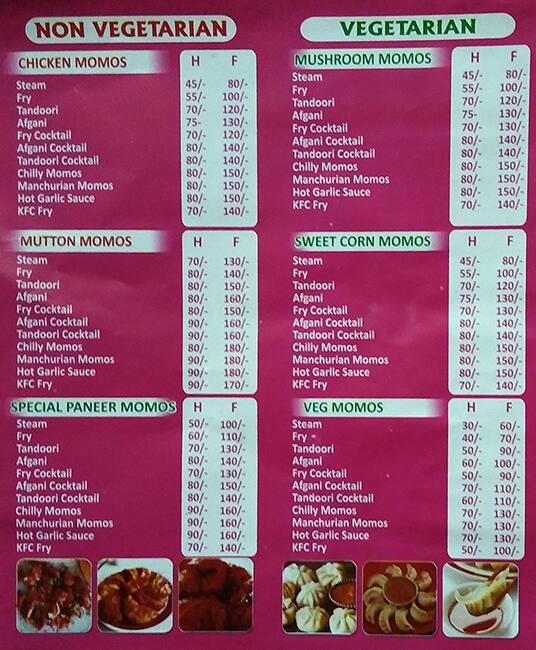 Giri Momos Centre menu