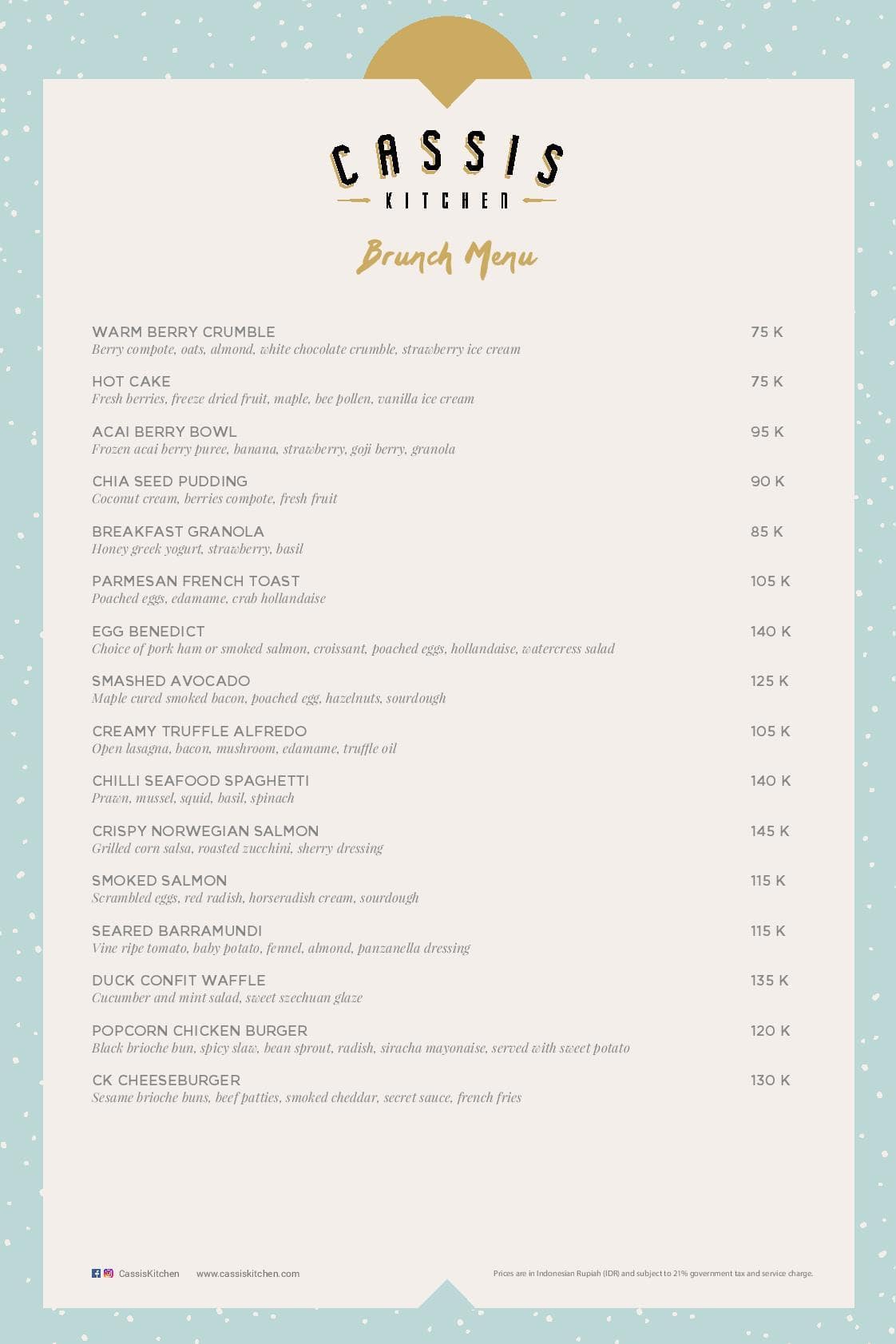 Cassis Kitchen Menu, Menu for Cassis Kitchen, Sudirman, Jakarta Zomato Indonesia