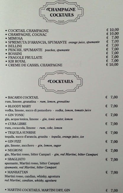 Menu di Gran Bar Ghirlandaio 