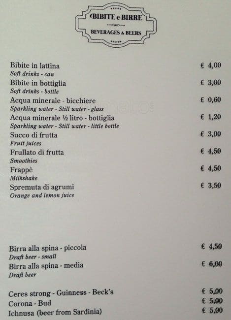 Menu di Gran Bar Ghirlandaio 