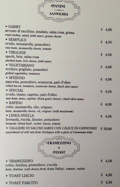 Menu di Gran Bar Ghirlandaio 