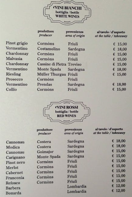 Menu di Gran Bar Ghirlandaio 