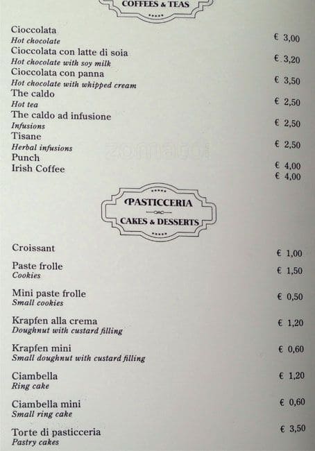 Menu di Gran Bar Ghirlandaio 