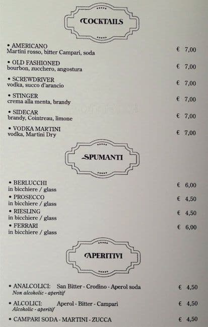 Menu di Gran Bar Ghirlandaio 