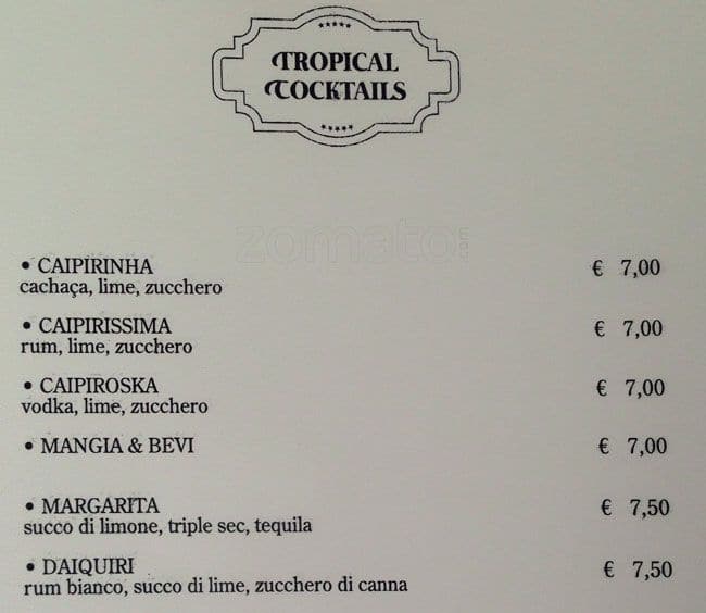 Menu di Gran Bar Ghirlandaio 