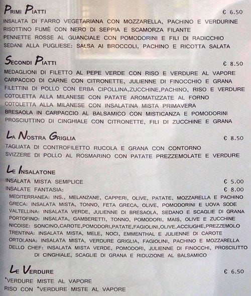 Menu di Cafè Monet 