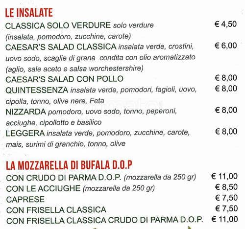 Menu di Quintessenza 