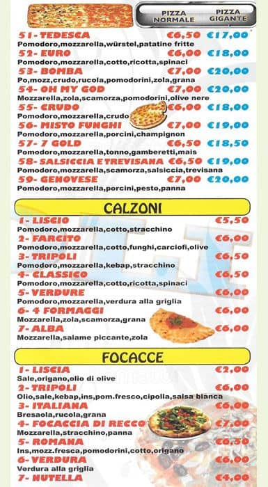 Menu di Pizzeria Tripoli Kebab 