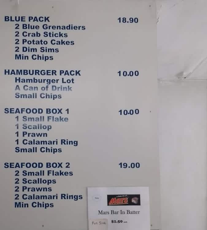 Menu at Ocean Blue Fish & Chips fast food, Ivanhoe