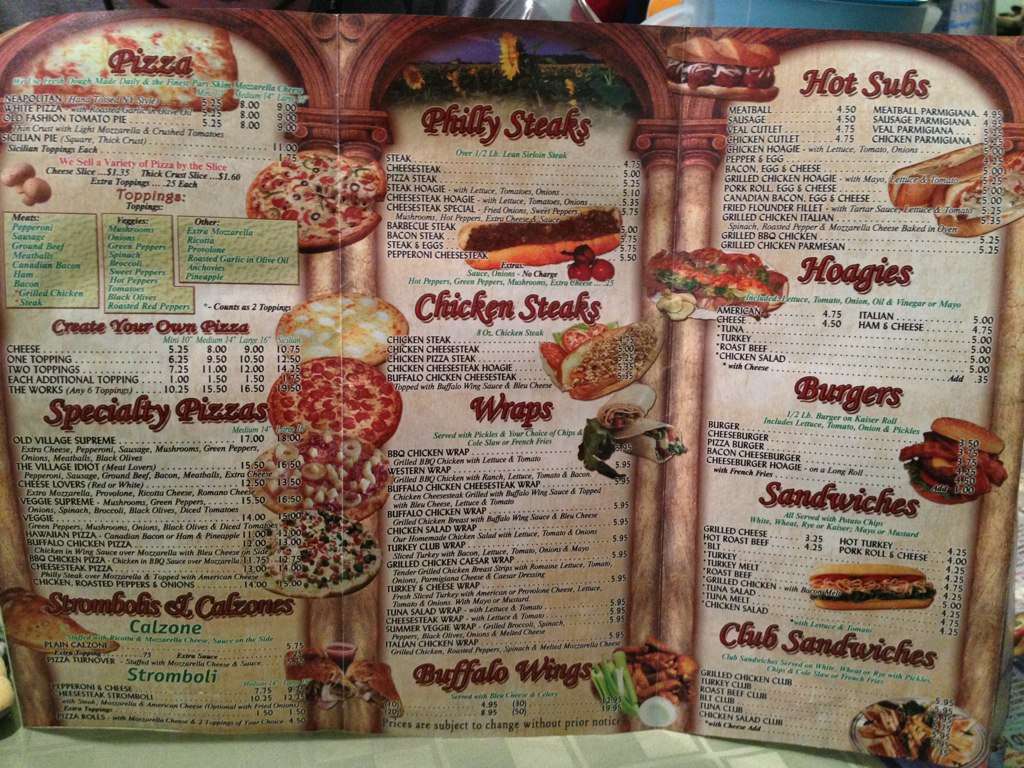 Old Village Pizza Menu, Menu untuk Old Village Pizza, Mt Holly, Mt