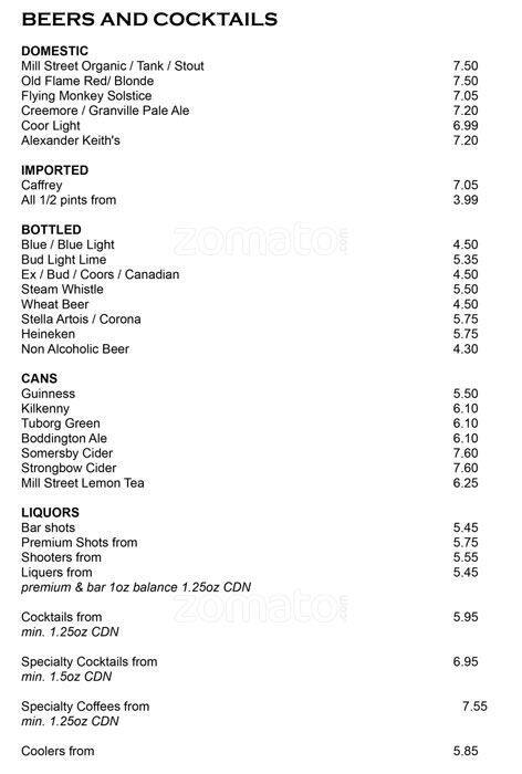 Hobby Menu Menu at Hobby Horse Arms pub & bar, Uxbridge