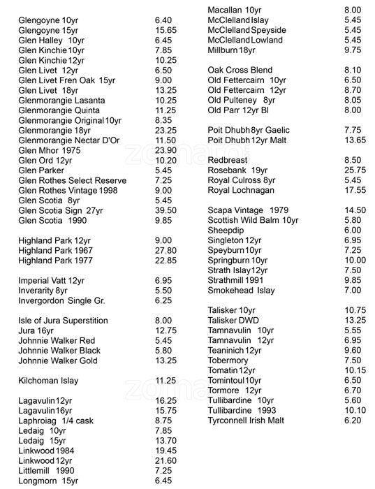 Hobby Menu Menu at Hobby Horse Arms pub & bar, Uxbridge