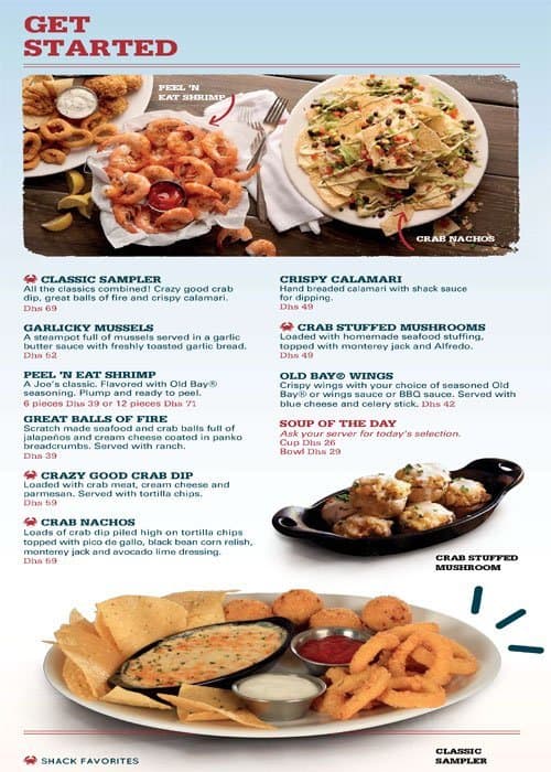 Joe's Crab Shack Menu, Menu for Joe's Crab Shack, Downtown Dubai, Dubai