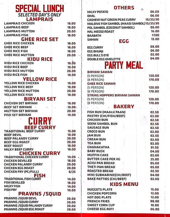 Menu of Miamix Restaurant, Al Nahda, Sharjah