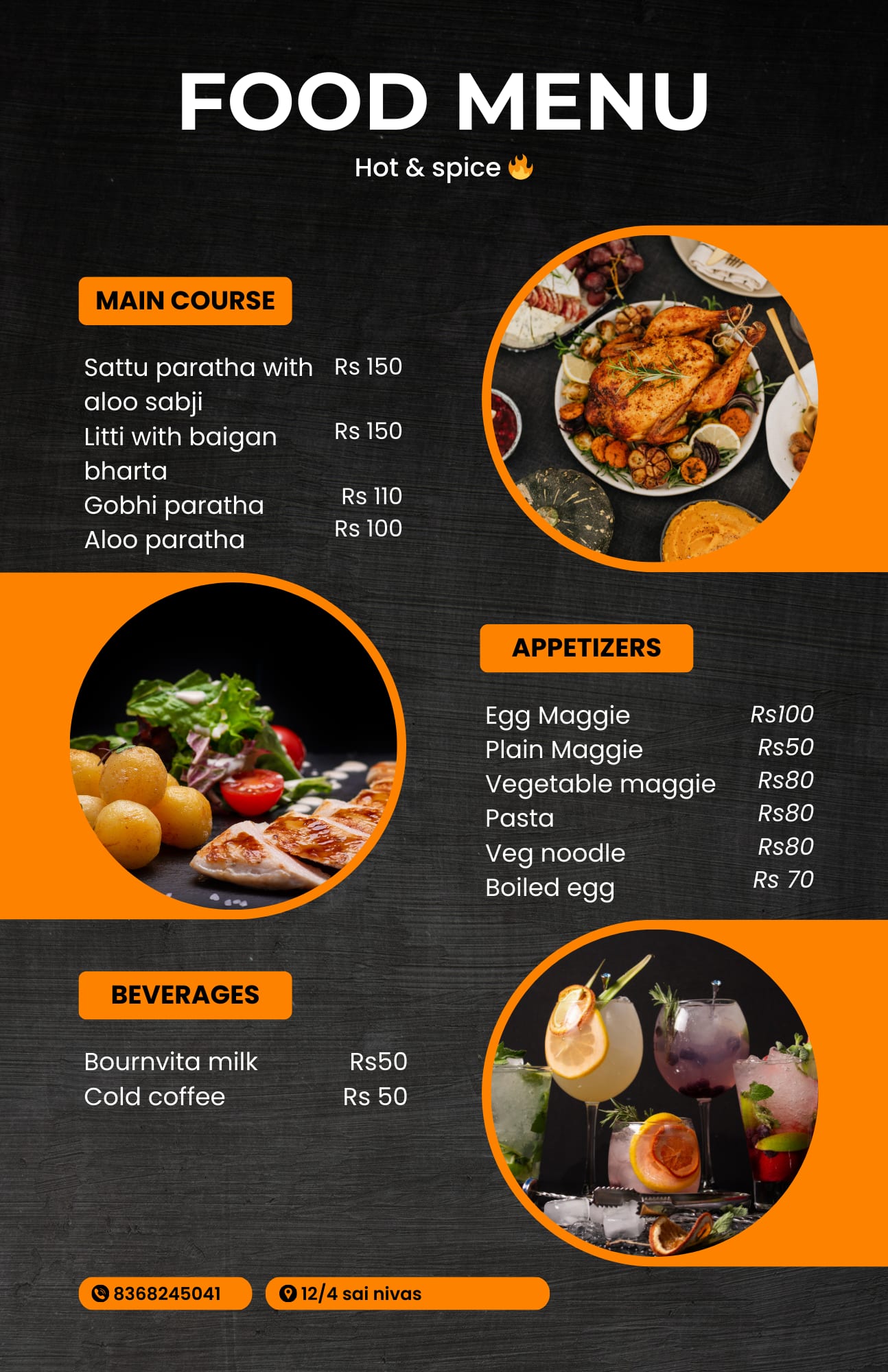 Menu of Hot & Spice, Old Airport Road, Bangalore