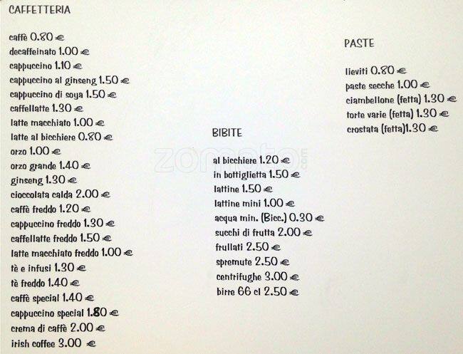 Menu di 78 Giri Caffè 