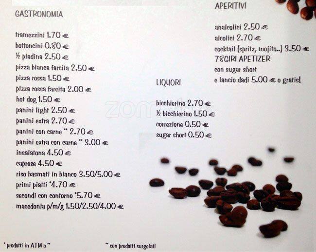 Menu di 78 Giri Caffè 