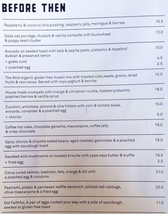 Code Black Coffee menu, Menu restauracji Code Black Coffee, Brunswick