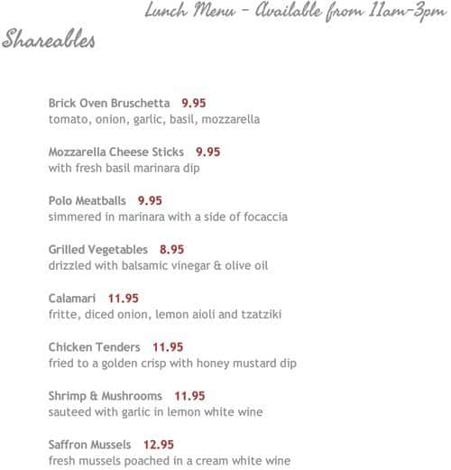 Menu At Pasta Polo Restaurant Coquitlam Barnet Hwy