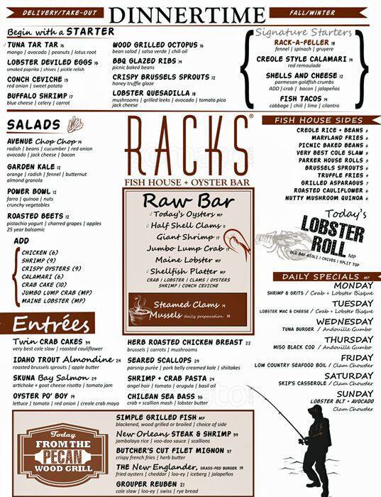Menu at RACKS Fish House & Oyster Bar, Delray Beach