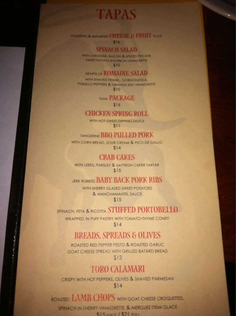 Toro Tapas Bar Menu, Menu for Toro Tapas Bar, Elmwood, Buffalo