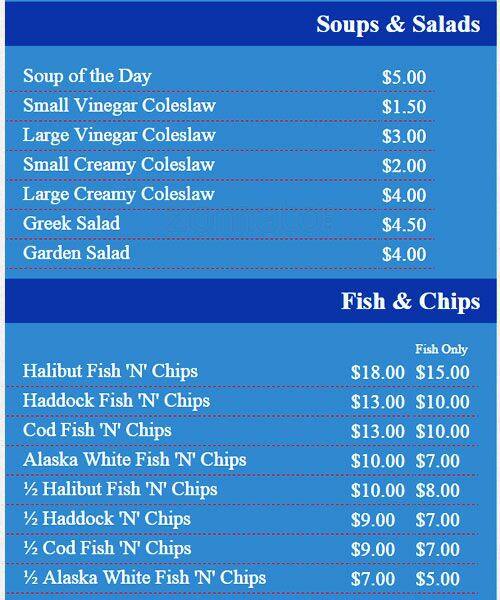 Art's Fish & Chips Menu Urbanspoon/Zomato