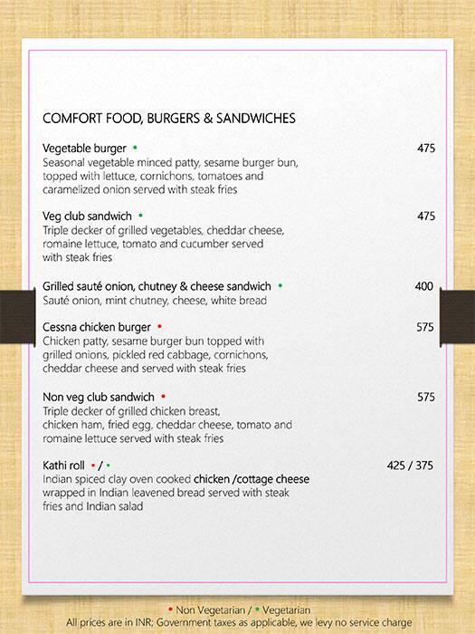 Nook - Aloft Bengaluru Cessna Business Park menu