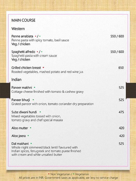 Nook - Aloft Bengaluru Cessna Business Park menu