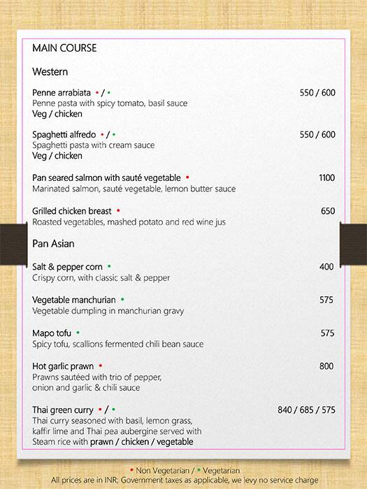 Nook - Aloft Bengaluru Cessna Business Park menu