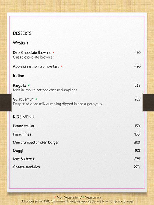 Nook - Aloft Bengaluru Cessna Business Park menu