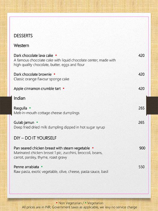 Nook - Aloft Bengaluru Cessna Business Park menu