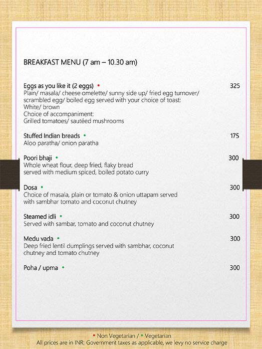 Nook - Aloft Bengaluru Cessna Business Park menu