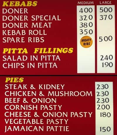 Quality Fish Bar menu