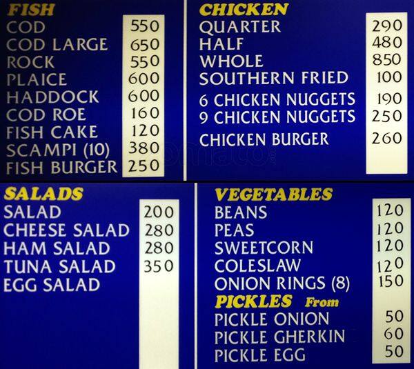 Quality Fish Bar menu