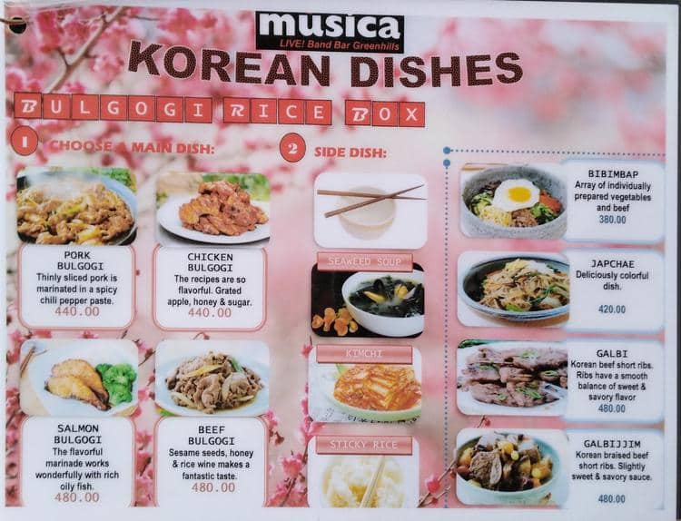 Menu at Musica Bar Greenhills, San Juan, Greenhills GStrip Park1a