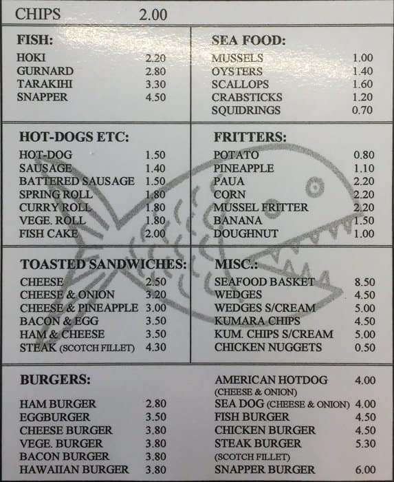 Blockhouse Bay Fisheries Menu, Menu for Blockhouse Bay Fisheries